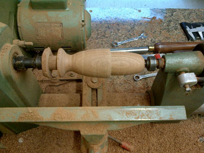 Acorn finials on the lathe